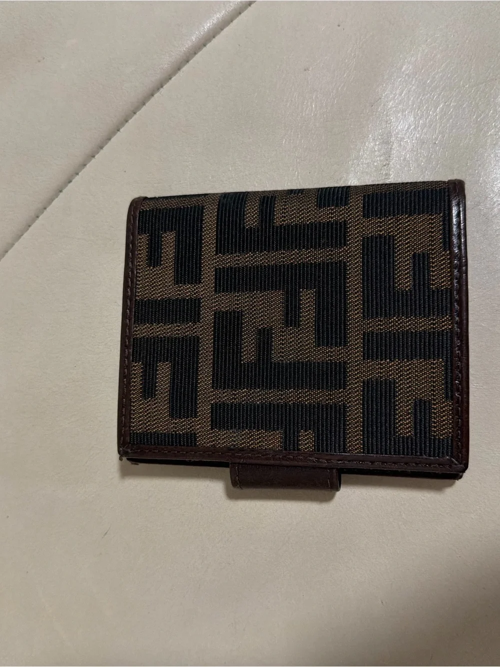 Fendi Black and Brown FF Motif Bifold cards holder authentic